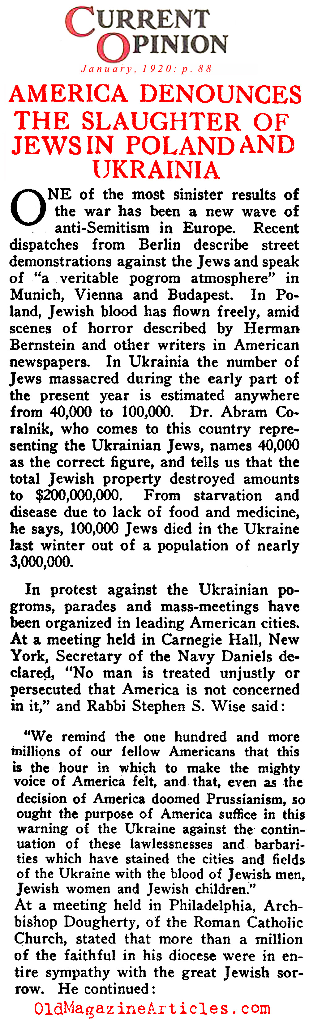 Eastern European Jews Slaughtered (Current Opinion, 1920)